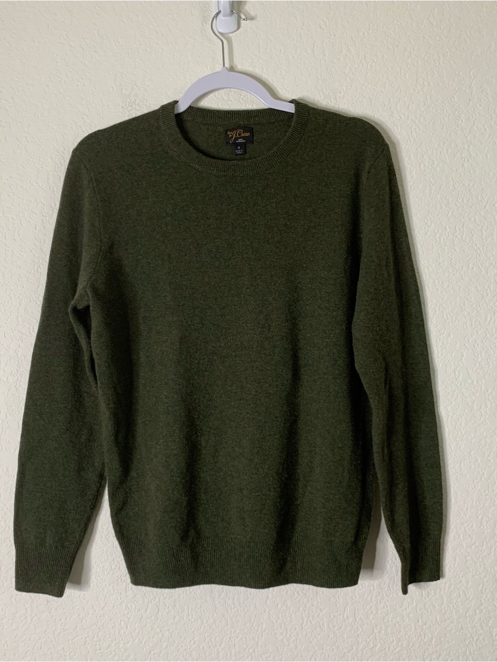 J.Crew Mens green 100% cashmere Crewneck sweater S BE895